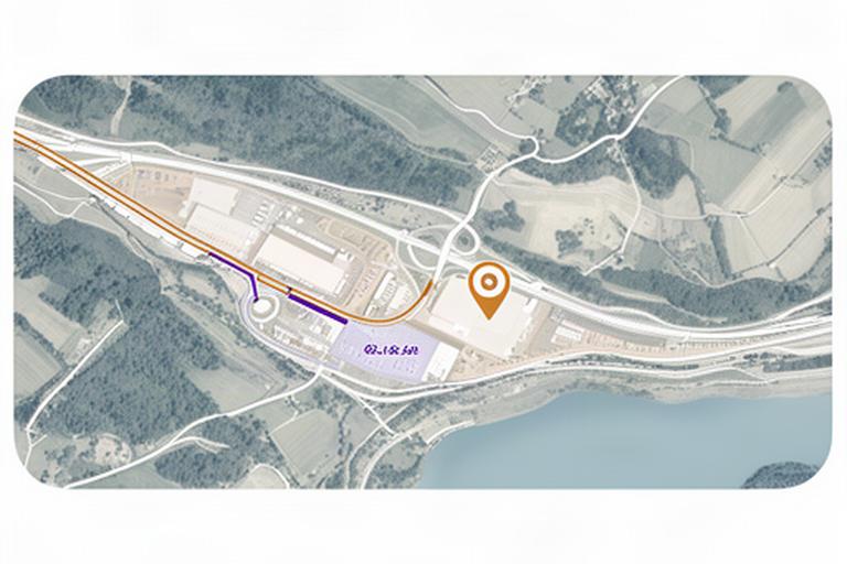 Strassenkarte rund um Ch. du Signal in La Grande-Béroche mit markierter Werkstattzufahrt und Parkplätzen